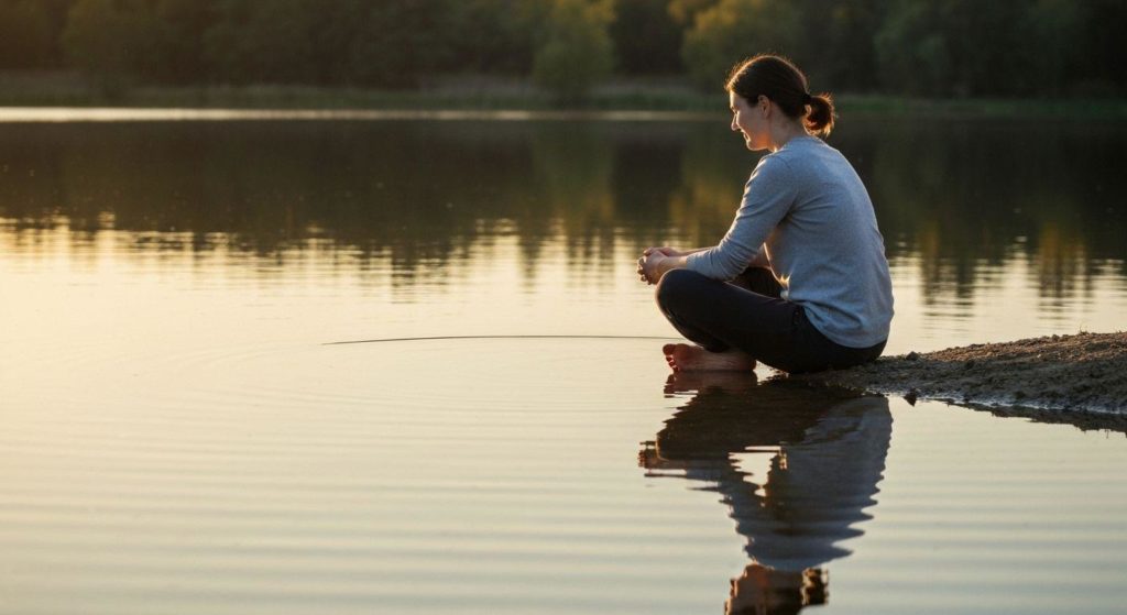 Woman reflecting by the ocean while finding her life purpose